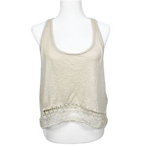 Urban Outfitters Ecote Sheer Back Crochet Tank Top Cream